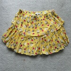 LoveShackFancy ruffle mini skirt size L sunburst